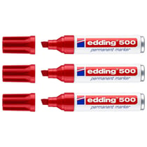 Lot de 3 marqueurs permanents - EDDING - Pointe biseautée 2-7 mm - Corps aluminium - Rouge