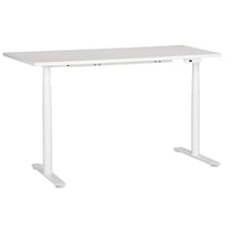 Bureau Électrique Réglable Plateau et Structure Acier Blanc 160 x 72 cm Hauteur Ajustable Assis-Debout Pieds Ronds Design Moderne
