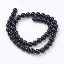 Fil de 45 perles ronde pierre naturelle fabrication bijoux ONYX NOIR 8 MM