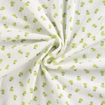 Tissu Jersey Coton ajouré Poires sur fond Blanc