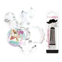 4 Découpoirs à biscuits Sirène + Stylo de glaçage noir