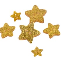 Lot de 6 boutons étoile pailleté jaune