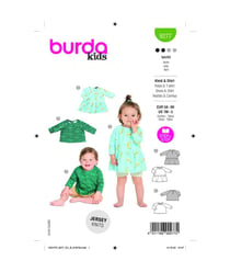 Patron Burda 9277 - Tee-Shirt raglan mixte ou Robe bébé du 56 au 98 cm taille n°56-98