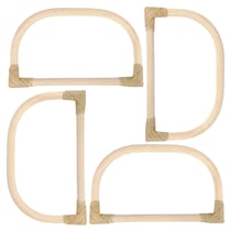 4 anses de sac arrondis en bambou 15,5 x 9 cm
