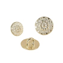 Lot de 3 boutons métal fleurs or clair