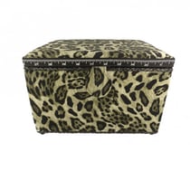 Boîte couture 21cmx28cmx19cm imprimé panthère kaki