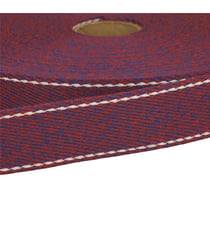 Sangle chinée point sellier 30mm prune au mètre