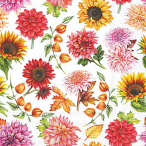 Lot de 4 serviettes en papier découpage collage 33 cm FLEUR D AUTOMNE FL 1007