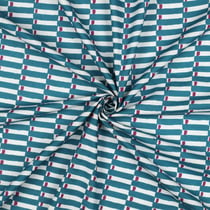 Tissu Coton indien Block print Géométrique sur fond Bleu pétrole