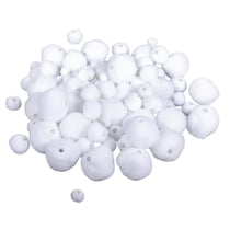 Pompons à enfiler, blanc, 4tailles:15+20+25+38mm, 100 pces