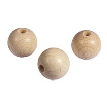 Boules en bois brut, percées, 35mm, forage 8mm, 3pces