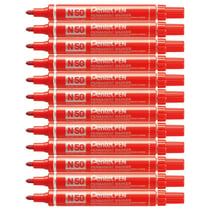Lot de 12 marqueurs permanents pointe ogive 2 mm - PENTEL - N50 - Rouge