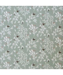 Tissu coton Bio feuillage blanc de 135 cm de largeur Vert vendu par 50 cm