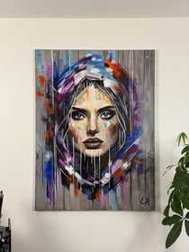 Œuvre d'art originale sur toile — Portrait femme — portrait féminin — Tableau déco Calbarracin — 100 x 130 cm