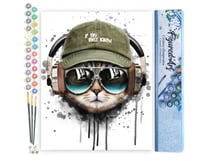 Peinture par Numéro Figured'Art - Chat reste cool - Kit de Loisir Créatif DIY Numéro d'Art Complet - 40x50cm sans châssis en bois