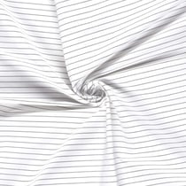 Tissu Bengaline de Viscose Lin Estelle fines rayures grises sur fond Blanc