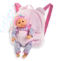 Sac à Dos Porte-Poupon Peluche Rose pour poupon 30 cm