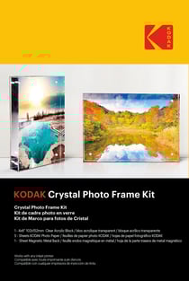 KODAK Crystal Photo Frame Kit - Cadre Transparent, Format A6 (10x15cm), 5 Feuilles de Papiers Photos et une Feuille Magnétique, Impression Jet d'Encre