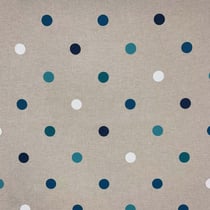 Tissu Toile de Coton Big Pois Bleu sur fond Naturel