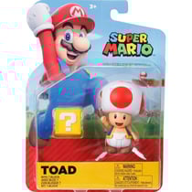 Toad rouge avec bloc : figurine super mario 9 cm - figurine nintendo articule - jakks