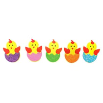 Stickers Poussins en caoutchouc mousse pailletée 13 pièces