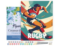 Peinture par Numéro Figured'Art avec Cadre - Affiche sportive Rugby - Kit de Loisir Créatif DIY Numéro d'Art Complet - 40x50cm toile tendue sur châssis