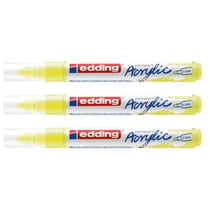 Lot de 3 marqueurs peinture acrylique permanent pointe moyenne 2-3 mm - EDDING - Jaune fluorescent