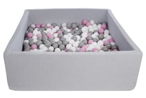 Piscine à balles pour enfant, dimensions:120x120 cm, Aire de jeu + 600 balles blanc,rose clair,gris - Velinda