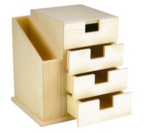Organiseur de bureau en bois 4 tiroirs 15 x 15,5 x 12,5 cm