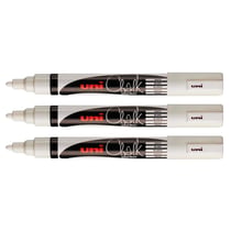 Lot de 3 marqueurs craie - UNI-BALL - Pointe conique moyenne 1,8 - 2,5 mm - Blanc - CHALK Marker
