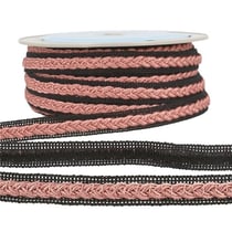 Bobine 20m Galon robe bicolore Vieux Rose/noir 14mm