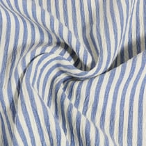 Tissu Seersucker rayé Blanc sur fond Bleu clair