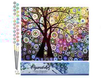 Peinture par Numéro Figured'Art - Arbre effet vitrail - Kit de Loisir Créatif DIY Numéro d'Art Complet - 40x50cm sans châssis en bois