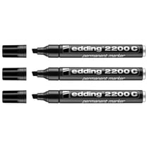 Lot de 3 marqueurs permanents - EDDING - Pointe biseau 1-5 mm - Corps aluminium - Noir