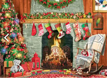 Puzzle 500 pièces - Pièces XXL - Christmas by the Fireplace - Eurographics