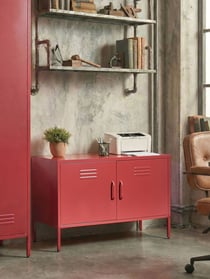 Buffet Moderne Industriel en Acier Rouge Durable et Design avec 2 Portes Beliani