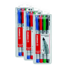 Lot de 3 pochettes de 4 feutres pour transparent OHPen encre soluble pointe médium - STABILO - Multicolore