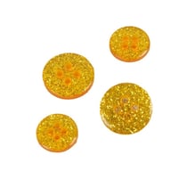 Lot de 3 boutons rond pailleté or