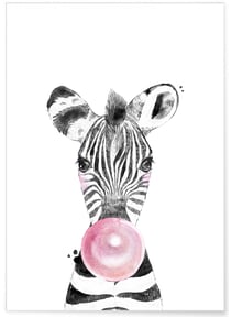 Poster Bulle de Zèbre Rose | A3 : 29,7x42cm