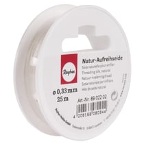 Soie naturelle pour enfiler, 0,35 mm bobine 25 m, blanc