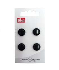 Carte de 4 boutons Rond en polyester à queue 12mm - Prym Noir