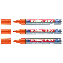 Lot de 3 Marqueurs pour tableaux blancs Edding 250 corps aluminium orange pointe ronde 1,5-3 mm