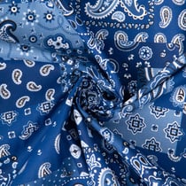 Tissu Coton imprimé Arty Eli patchwork paisley sur fond Bleu denim