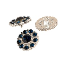Lot de 3 boutons strass bleu pétrole 18mm