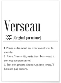 Affiche Définition Verseau | A3 : 29,7x42cm