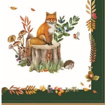 4 serviettes en papier découpage collage 33 cm Easy Life FORET AUTOMNE RENARD HERISSON