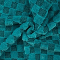 Tissu Fausse fourrure à carreaux Bleu pétrole