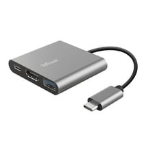 Trust Adaptateur multiport USB-C 3 en 1 pour PC Portable Resolution 4K Argent