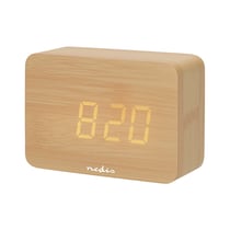 Nedis Réveil de Bureau en Bois avec Affichage LED et Fonction Snooze Marron