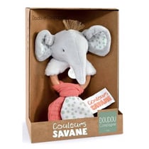 Hochet Elephant et tissus en coton - Doudou et Compagnie - Beige